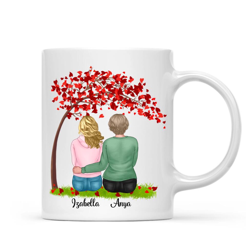 Egyedi bögre keresztanyáknak - lányok a fa alatt