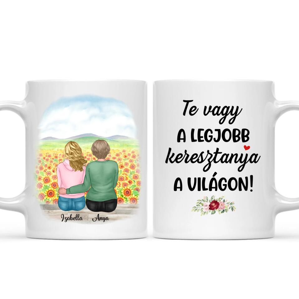 Egyedi bögre keresztanyáknak - Te vagy a legjob keresztanya