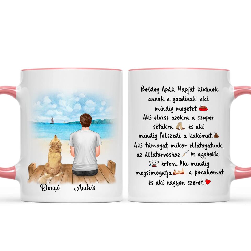 Egyedi Apák napi bögre gazdiknak, akár 2 kutyával