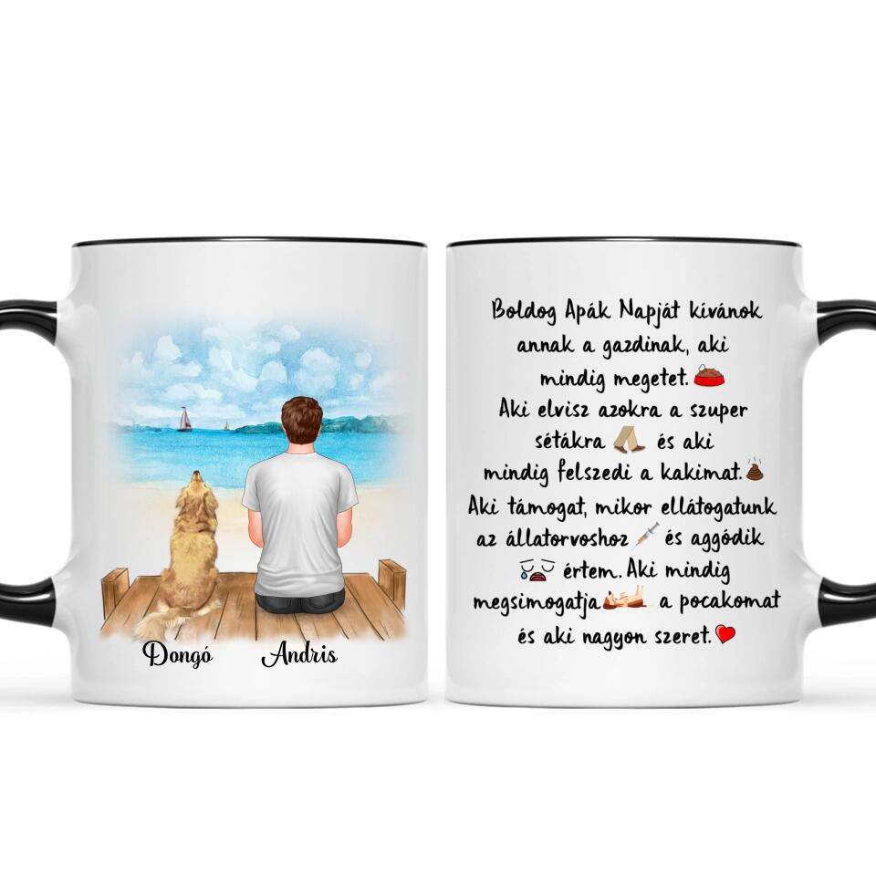 Egyedi Apák napi bögre gazdiknak, akár 2 kutyával