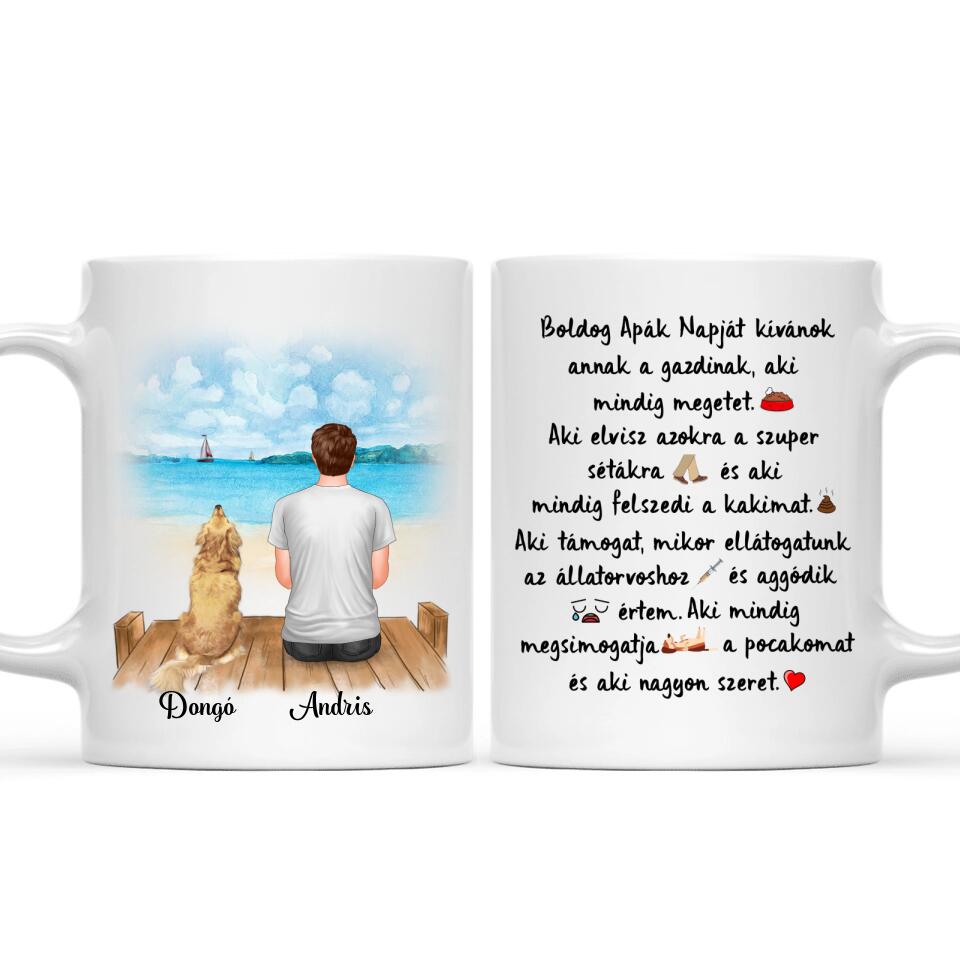 Egyedi Apák napi bögre gazdiknak, akár 2 kutyával