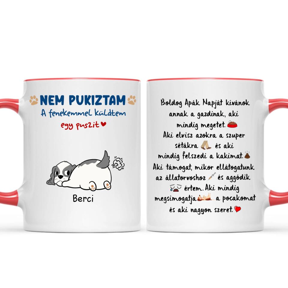 Egyedi bögre Apák napjára - pukizós kutyák