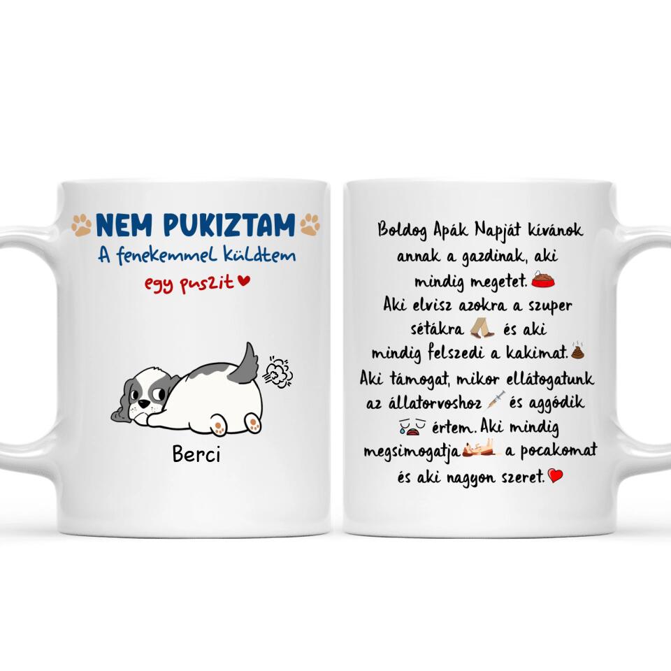Egyedi bögre Apák napjára - pukizós kutyák