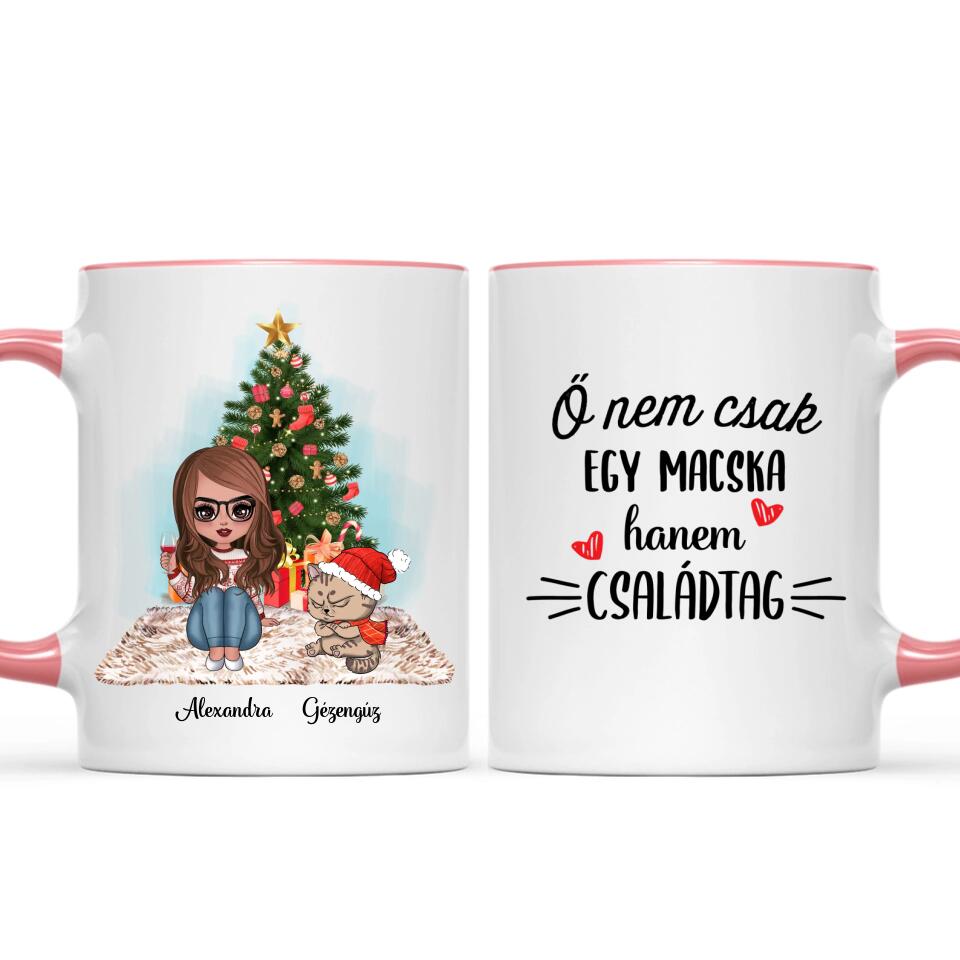 Egyedi cicás karácsonyi bögre - morcos macskák