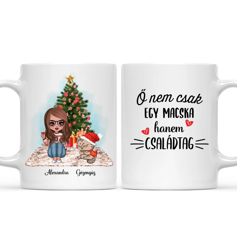 Egyedi cicás karácsonyi bögre - morcos macskák