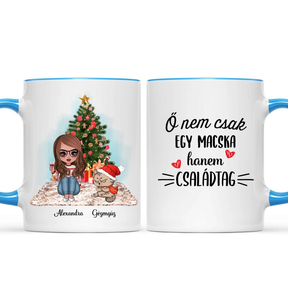 Egyedi cicás karácsonyi bögre - morcos macskák