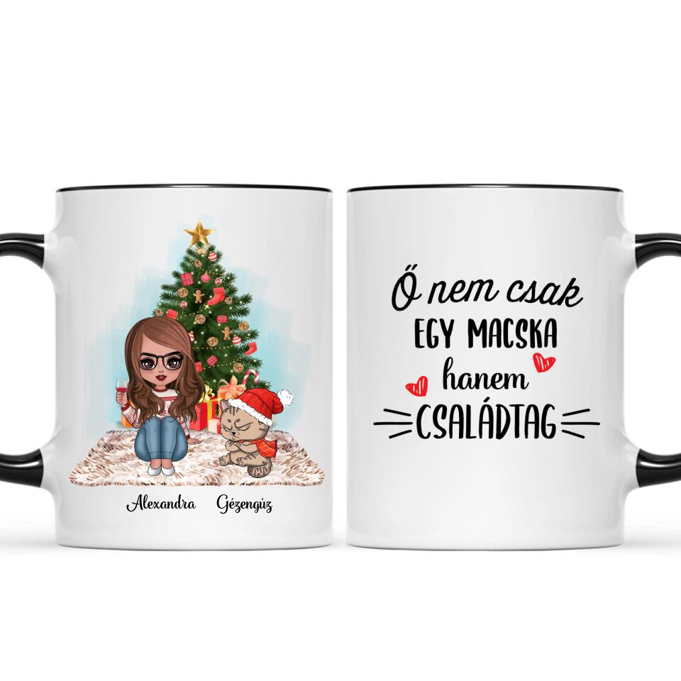 Egyedi cicás karácsonyi bögre - morcos macskák