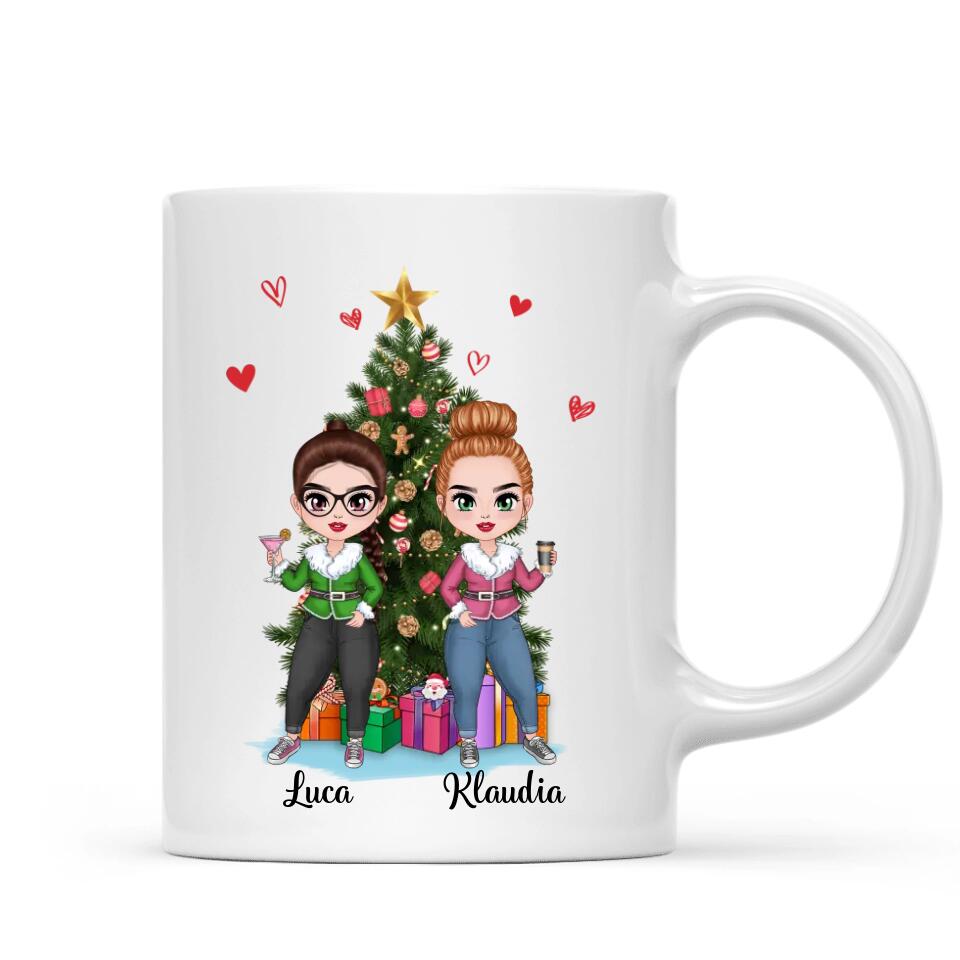 Egyedi karácsonyi bögre barátnőknek, akár 4 lánnyal