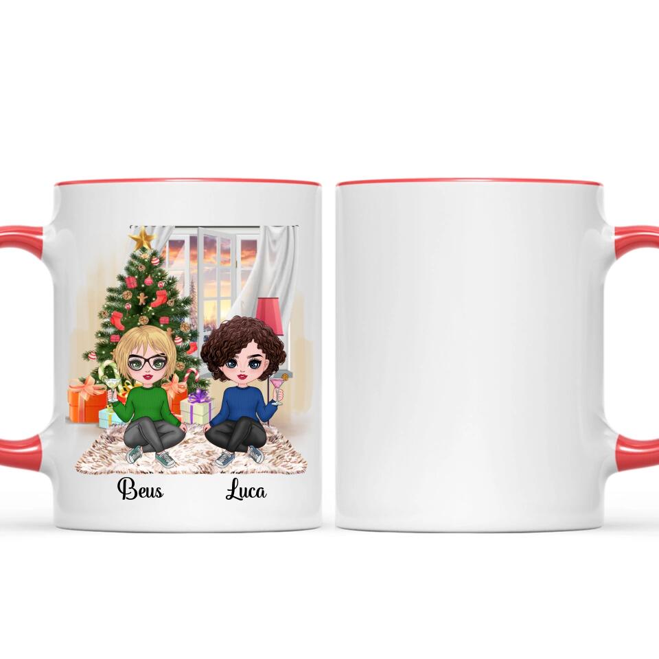 Egyedi barátnős bögre Karácsonyra - chibi lányok