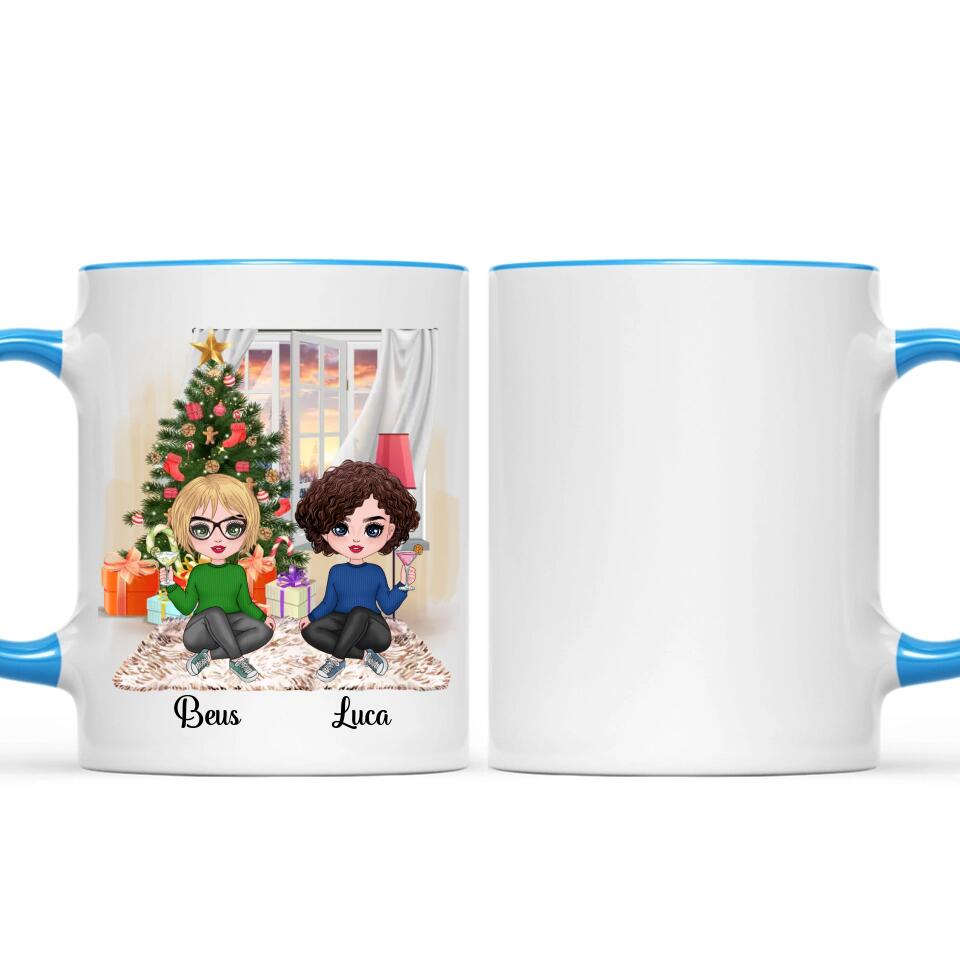 Egyedi barátnős bögre Karácsonyra - chibi lányok