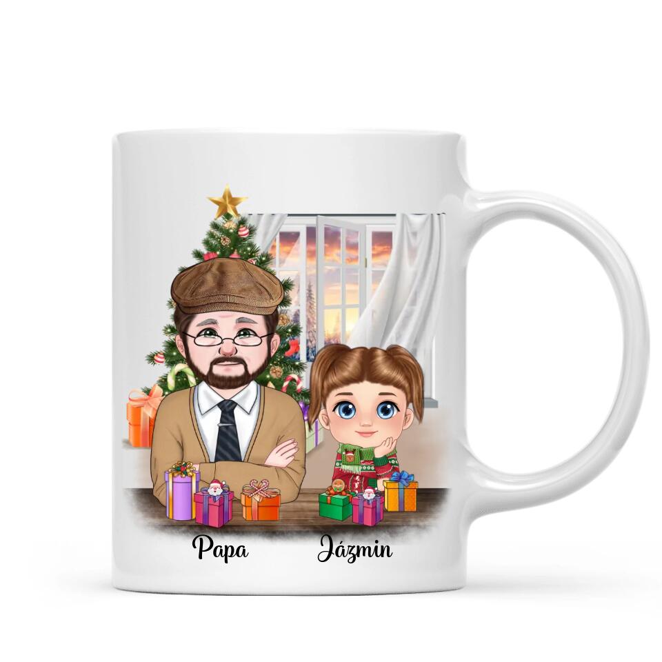 Egyedi karácsonyi bögre nagypapáknak, akár 3 unokával