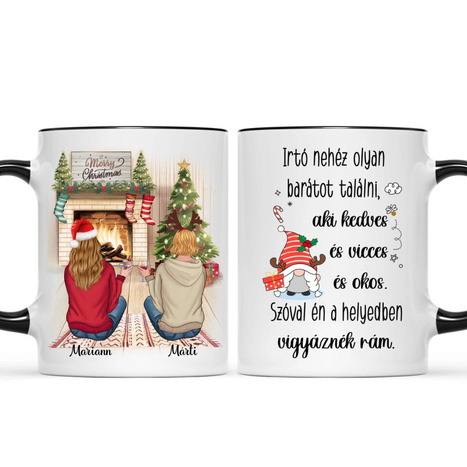 Egyedi karácsonyi bögre barátnőknek - 2 lány