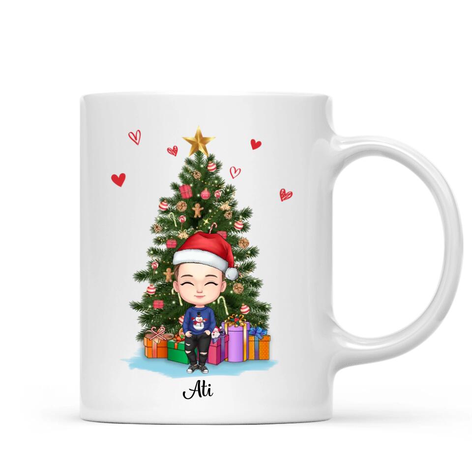 Egyedi karácsonyi bögre nagyszülőknek, akár 4 unokával