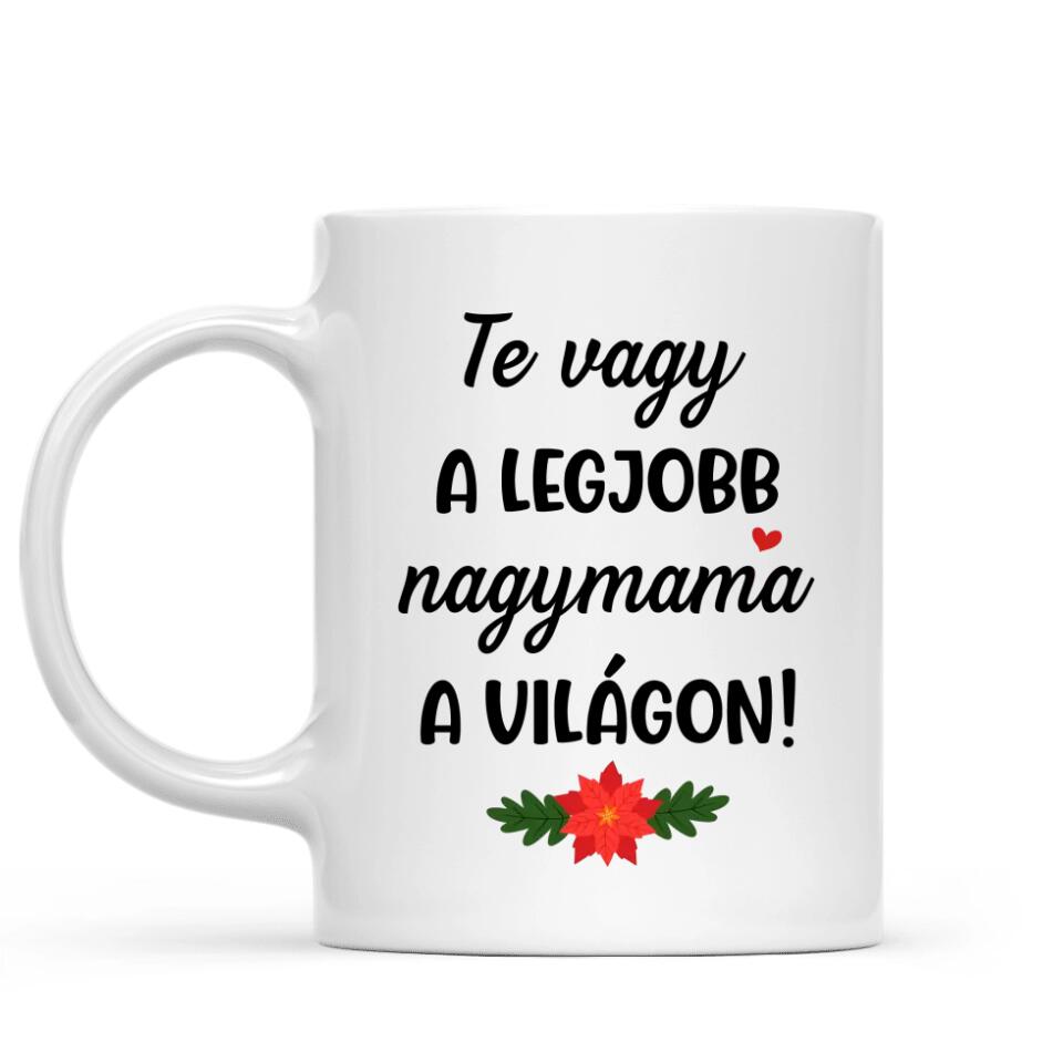 Egyedi karácsonyi bögre nagymamáknak - chibi nagyi