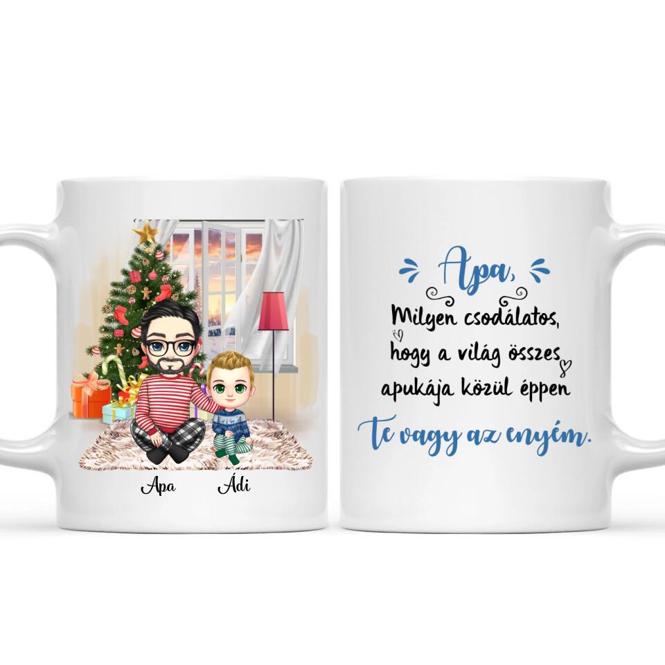 Egyedi karácsonyi bögre édesapáknak - chibi apa