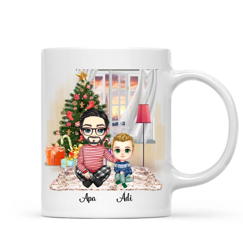Egyedi karácsonyi bögre édesapáknak - chibi apa