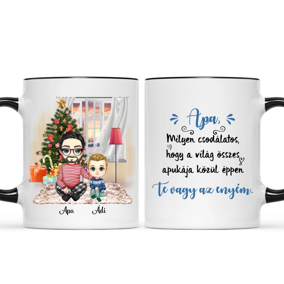 Egyedi karácsonyi bögre édesapáknak - chibi apa
