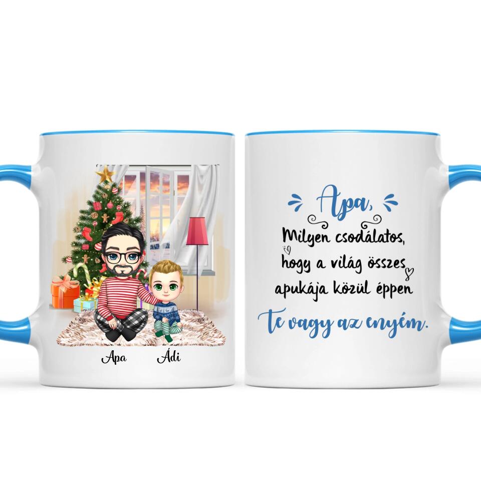Egyedi karácsonyi bögre édesapáknak - chibi apa