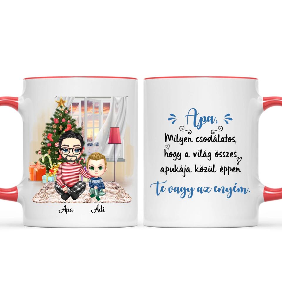 Egyedi karácsonyi bögre édesapáknak - chibi apa