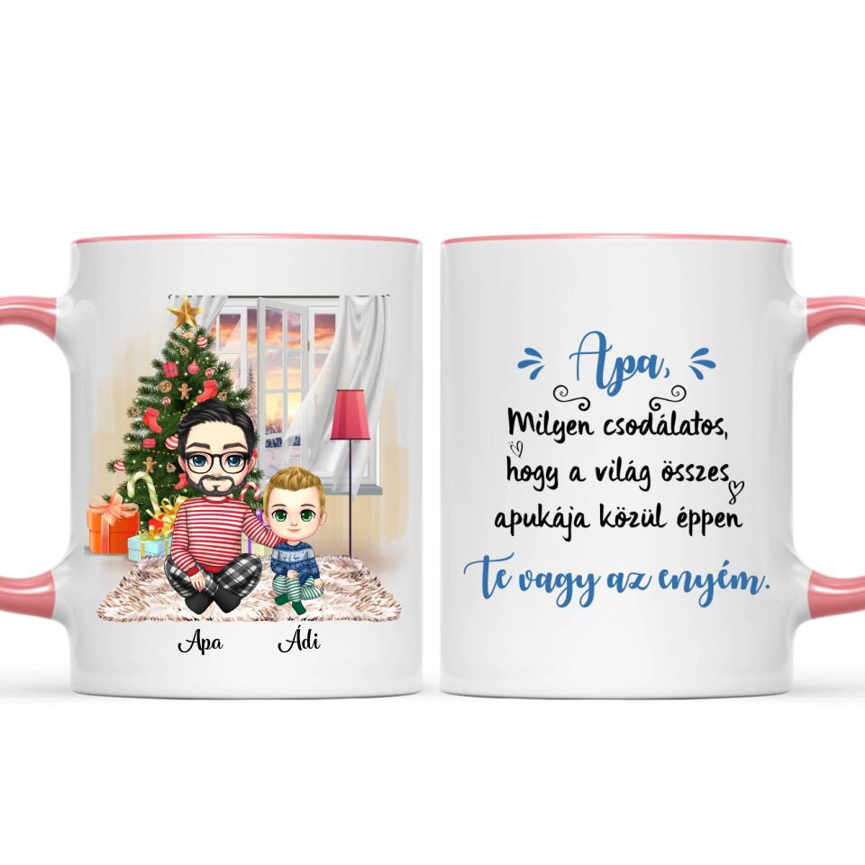 Egyedi karácsonyi bögre édesapáknak - chibi apa