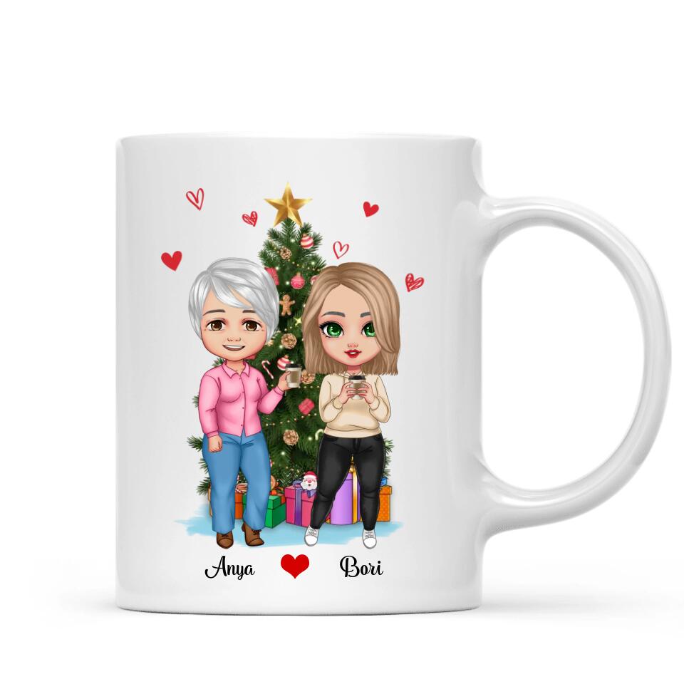 Egyedi karácsonyi bögre édesanyáknak - anya és lánya