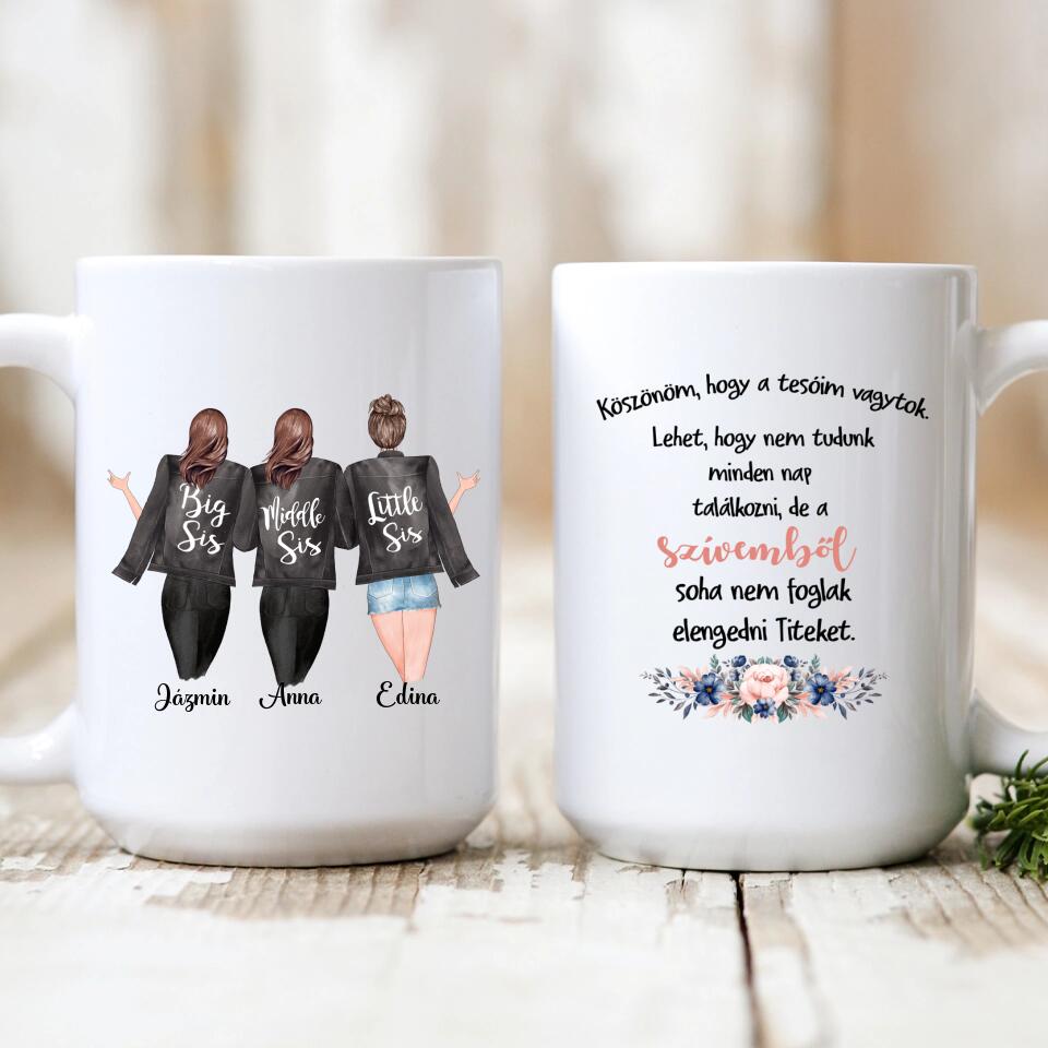 Egyedi bögre testvéreknek - 3 lány