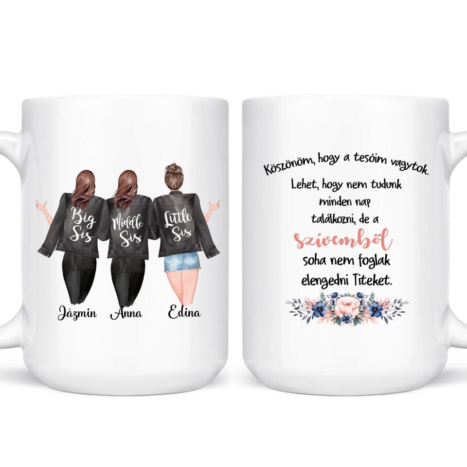 Egyedi bögre testvéreknek - 3 lány