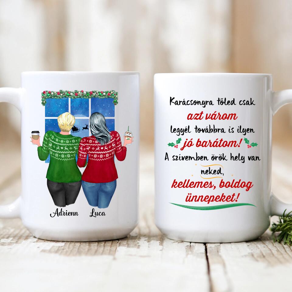 Egyedi barátnős bögre Karácsonyra - molett lányok