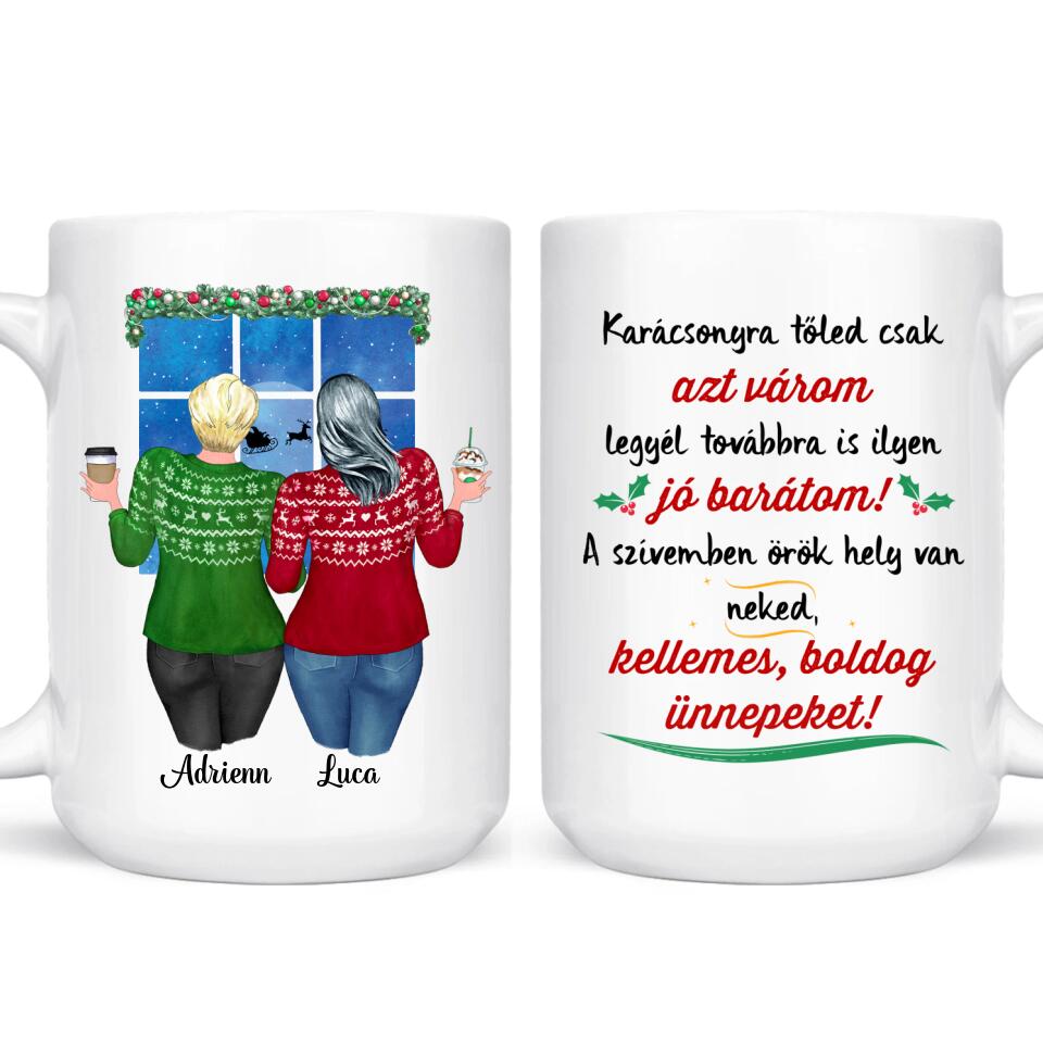 Egyedi barátnős bögre Karácsonyra - molett lányok