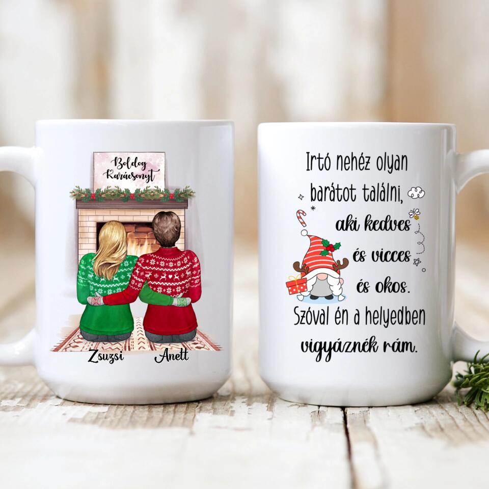 Egyedi karácsonyi bögre barátnőknek - az igaz barát a legnagyobb ajándék