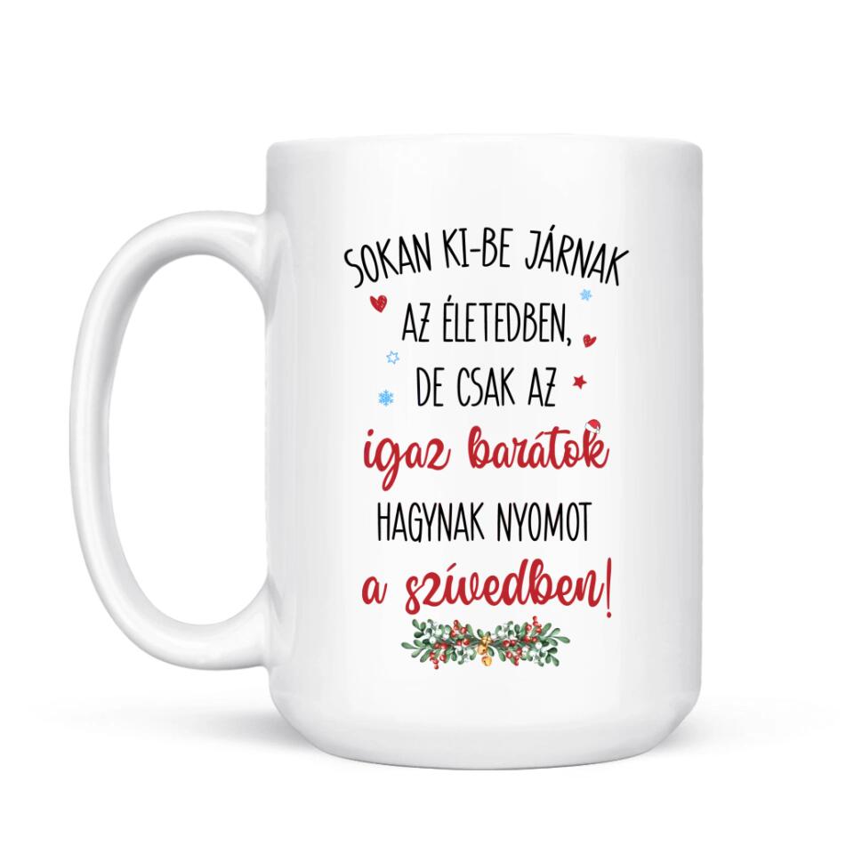 Egyedi karácsonyi bögre barátnőknek - lányok pulcsiban