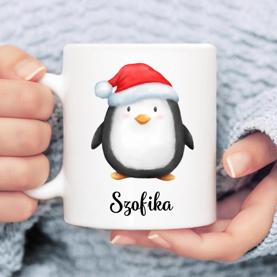 Egyedi karácsonyi bögre gyerekeknek - téli pingvinek