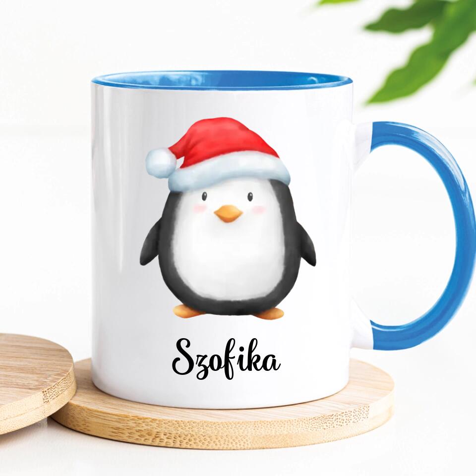 Egyedi karácsonyi bögre gyerekeknek - téli pingvinek