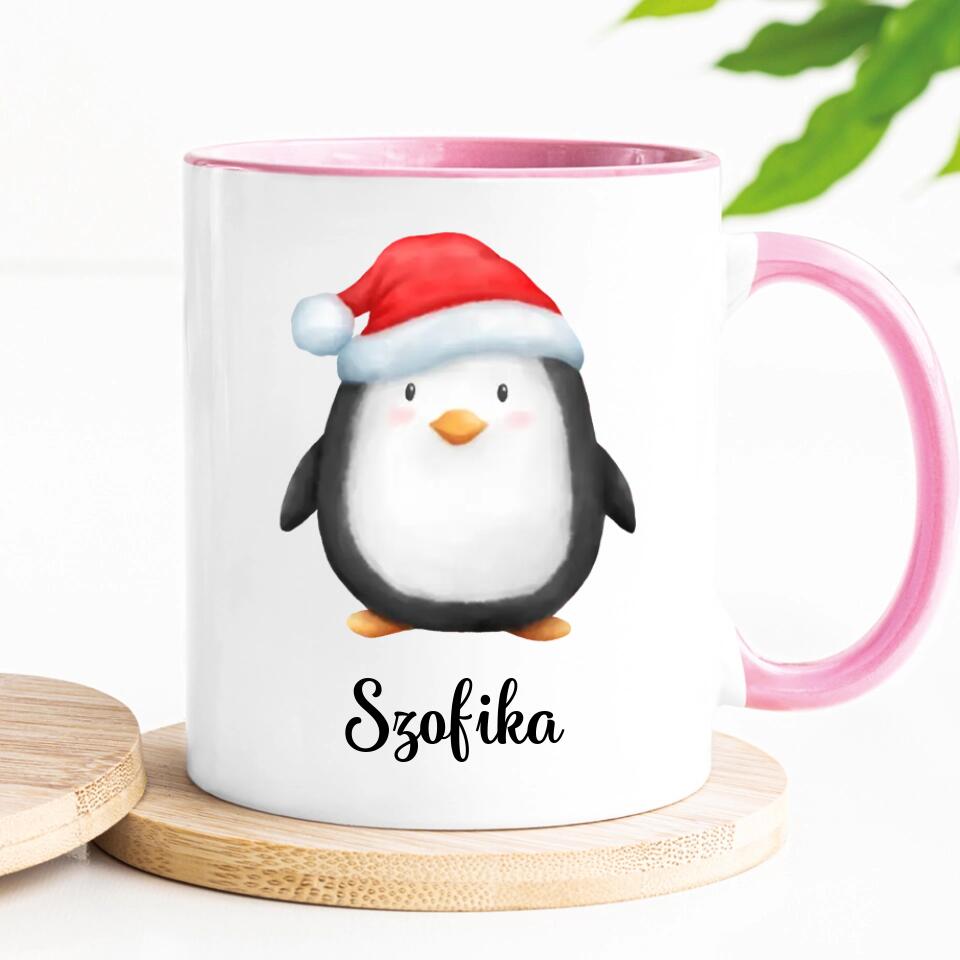 Egyedi karácsonyi bögre gyerekeknek - téli pingvinek