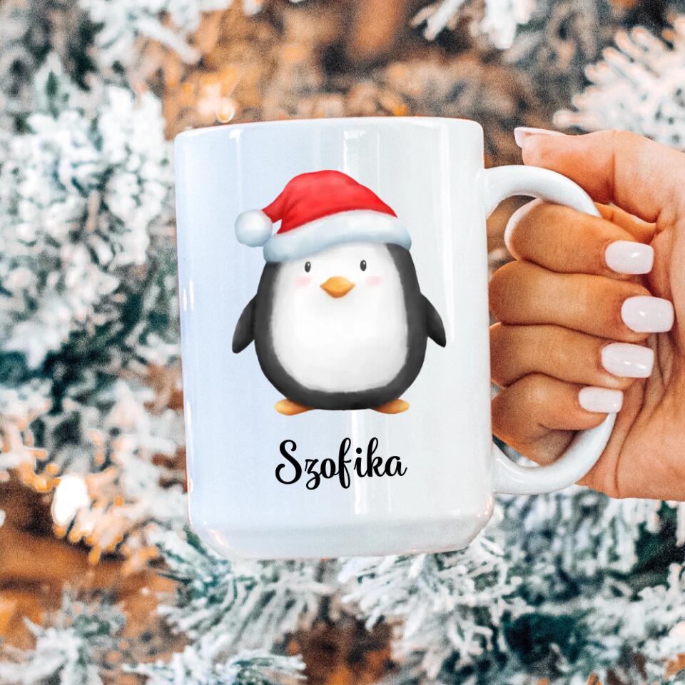 Egyedi karácsonyi bögre gyerekeknek - téli pingvinek