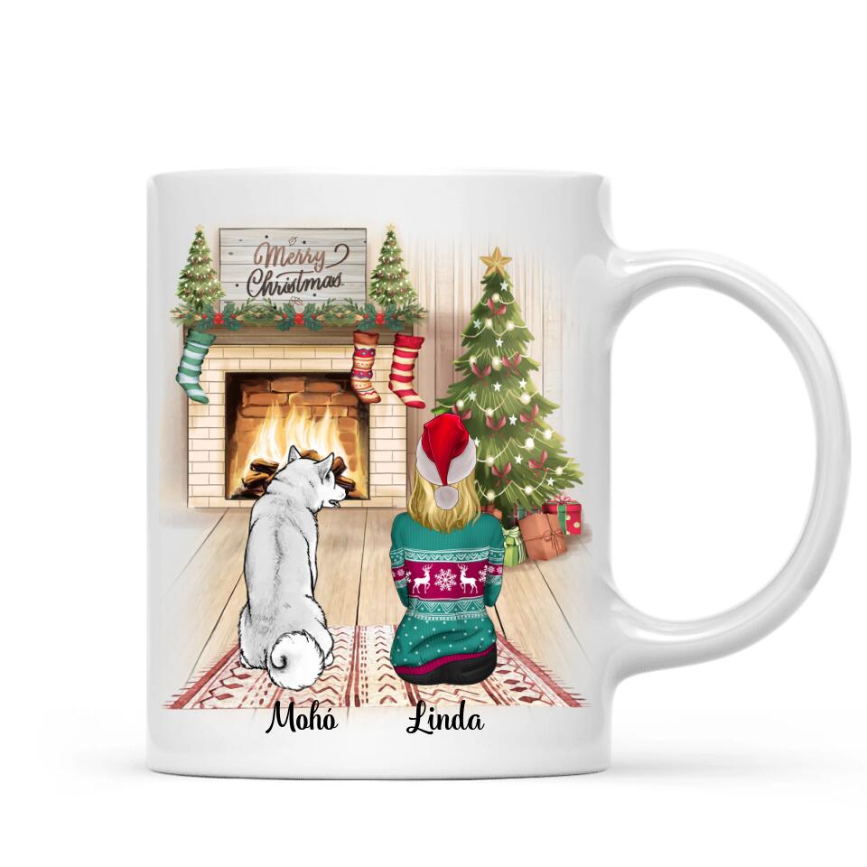 Egyedi kutyás karácsonyi bögre - az élet sokkal jobb egy kutyával