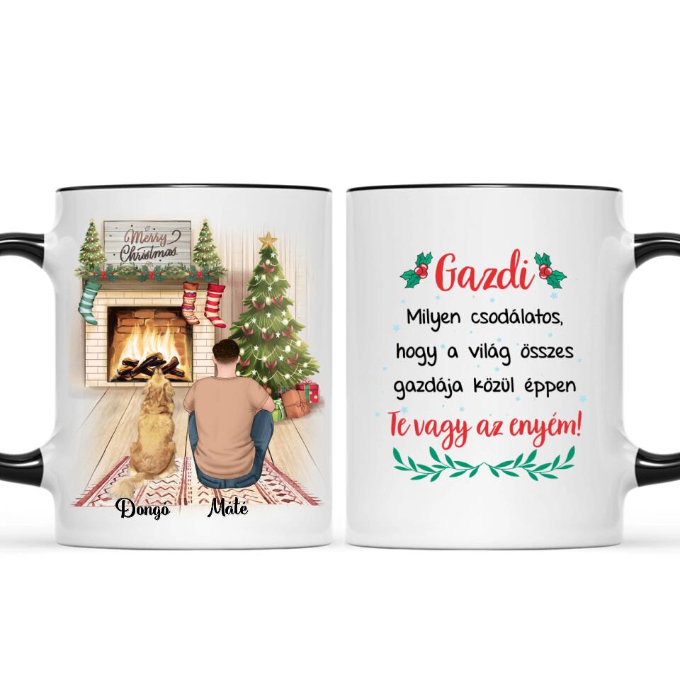 Egyedi karácsonyi bögre gazdiknak - fiú, akár 3 kedvenccel
