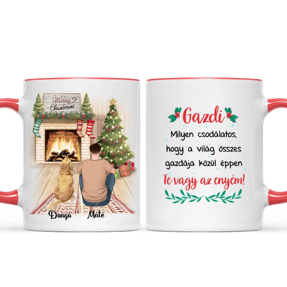 Egyedi karácsonyi bögre gazdiknak - fiú, akár 3 kedvenccel