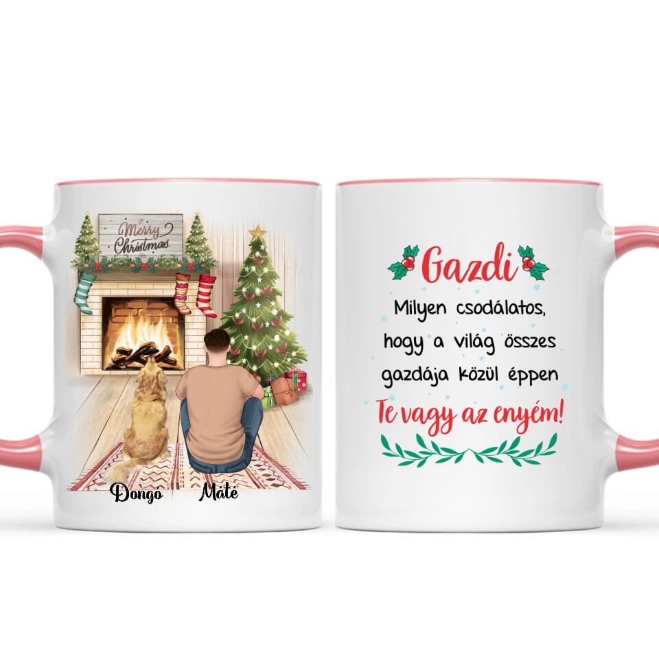 Egyedi karácsonyi bögre gazdiknak - fiú, akár 3 kedvenccel