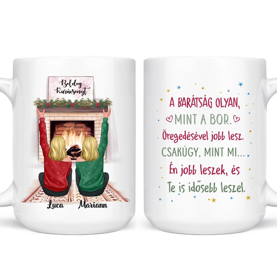 Egyedi karácsonyi bögre barátnőknek - 2, vagy 3 lánnyal