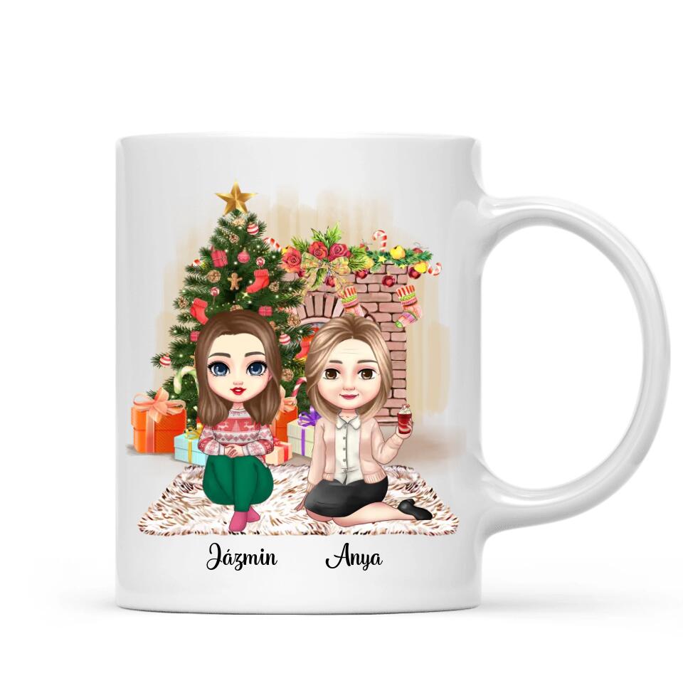 Egyedi karácsonyi bögre édesanyáknak - akár 2 lánnyal