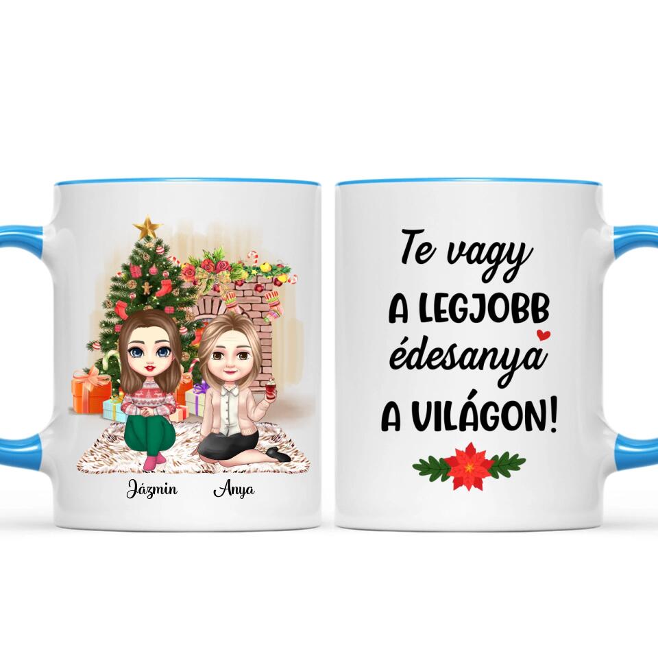 Egyedi karácsonyi bögre édesanyáknak - akár 2 lánnyal