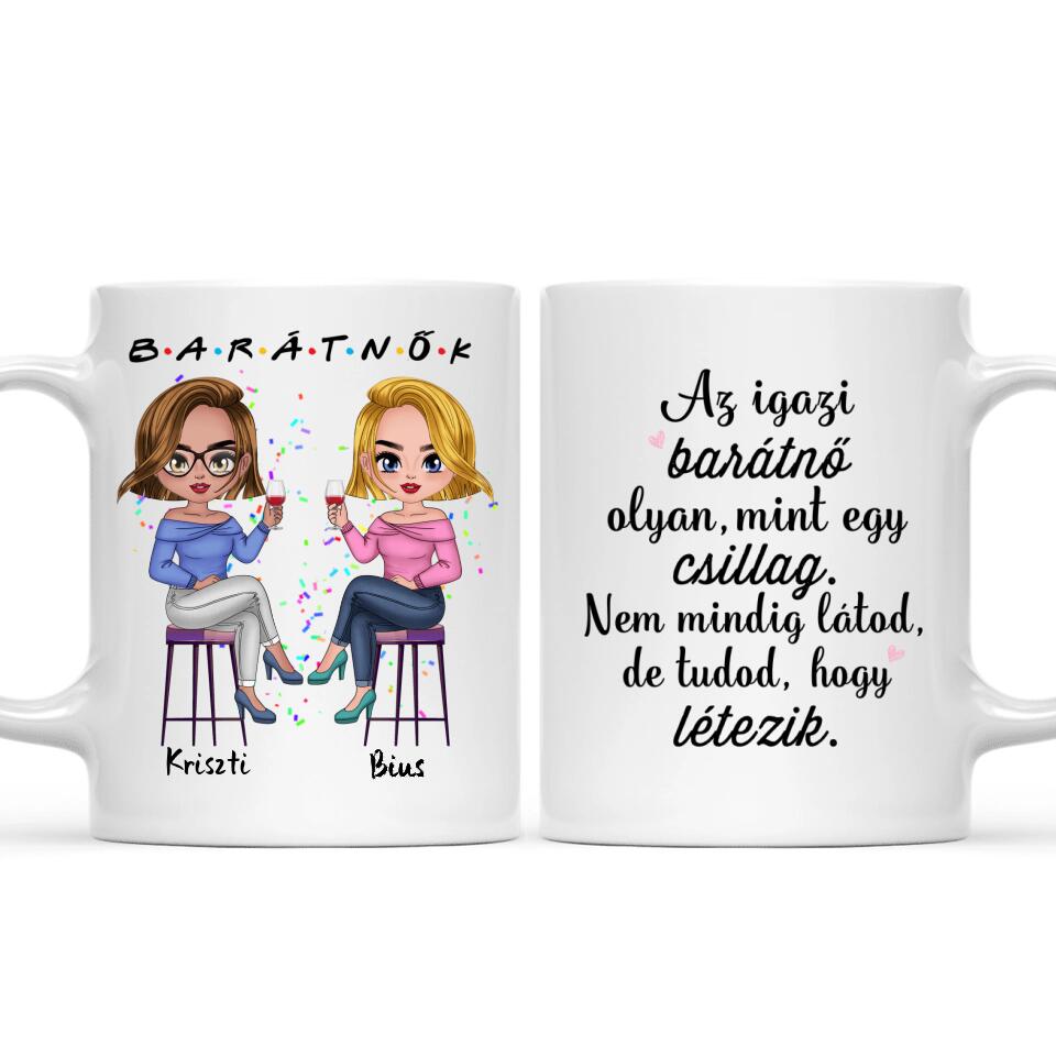 Egyedi barátnős Chibi bögre - 2 lánnyal