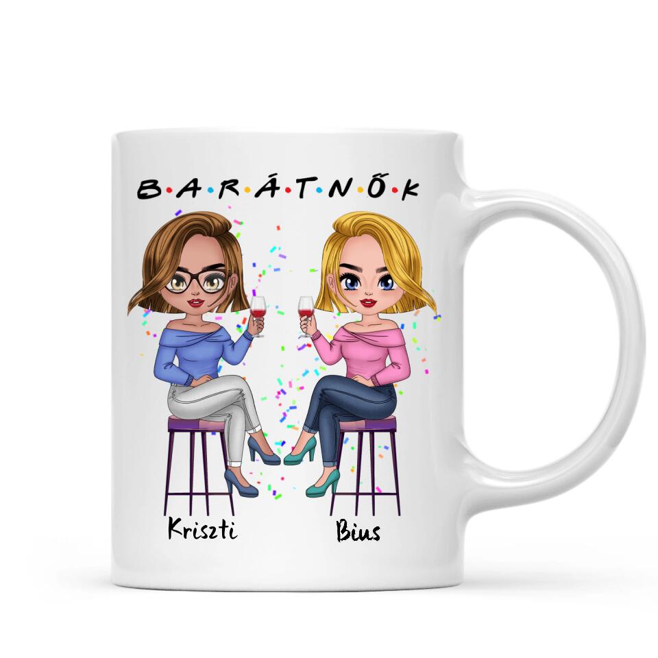 Egyedi barátnős Chibi bögre - 2 lánnyal