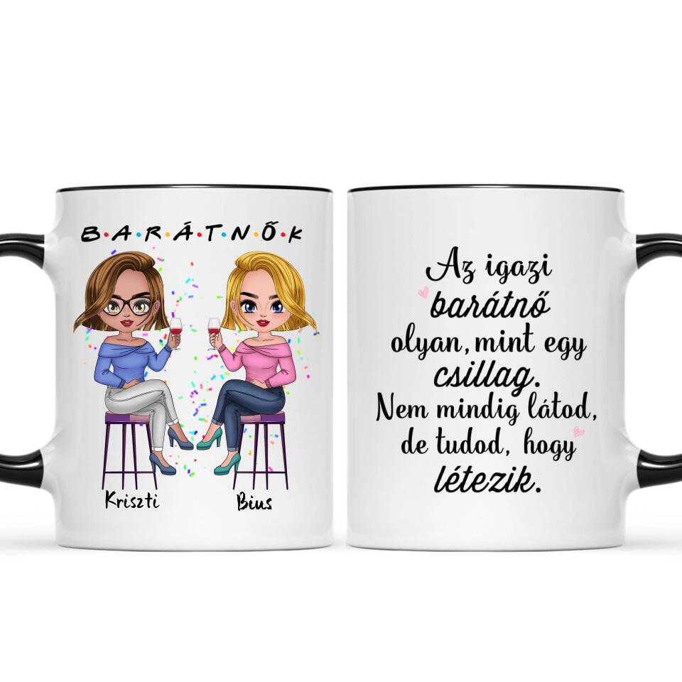 Egyedi barátnős Chibi bögre - 2 lánnyal