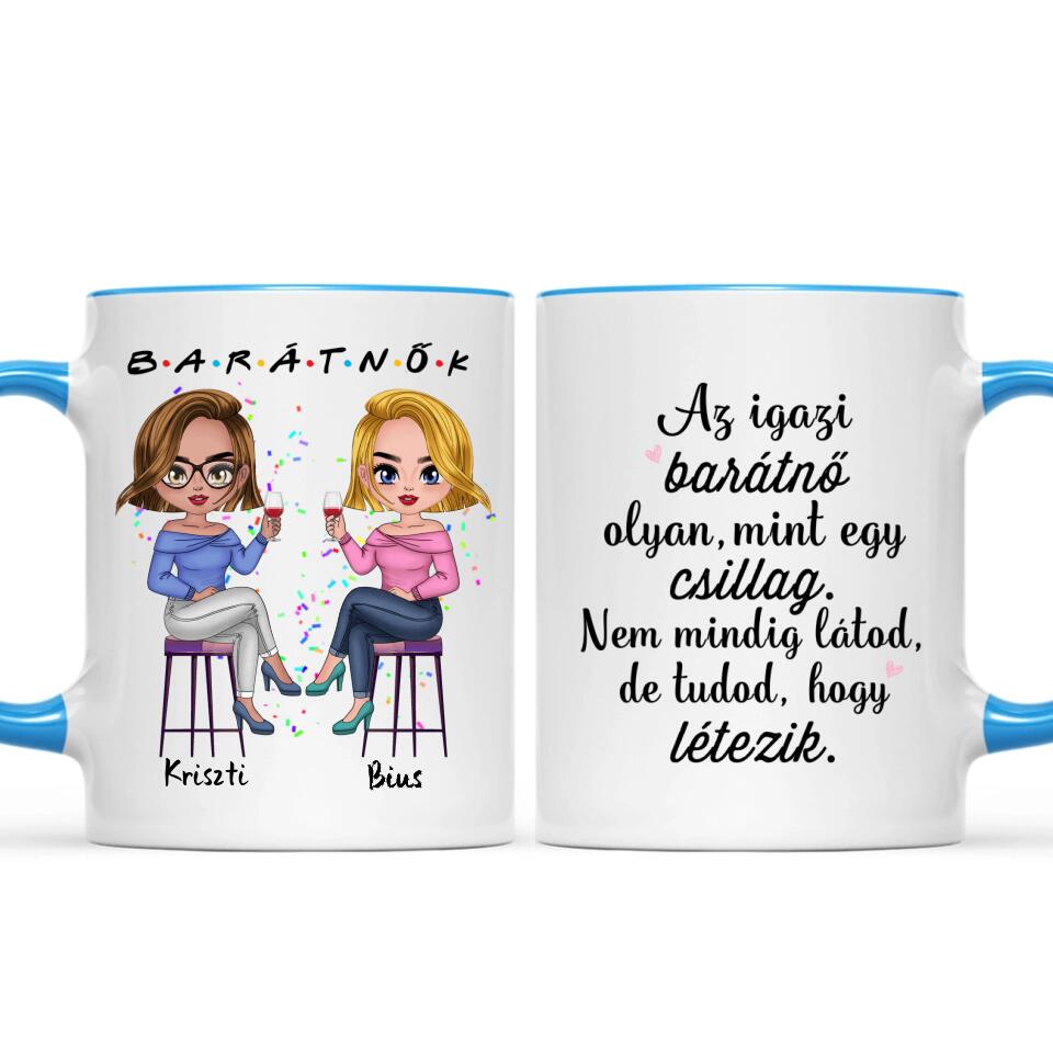 Egyedi barátnős Chibi bögre - 2 lánnyal