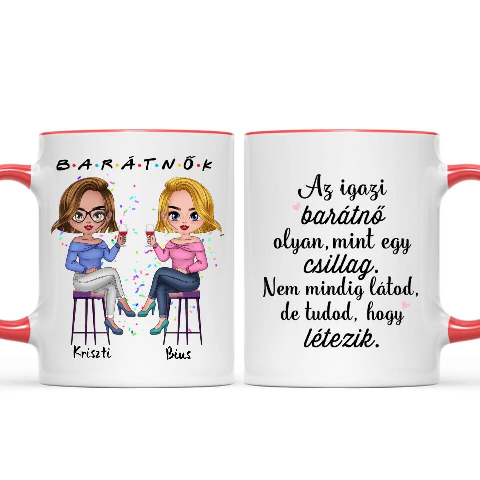 Egyedi barátnős Chibi bögre - 2 lánnyal