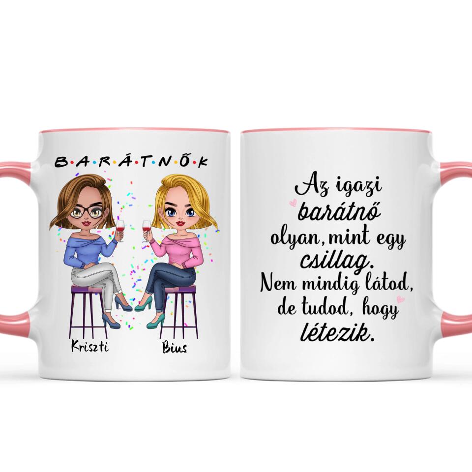 Egyedi barátnős Chibi bögre - 2 lánnyal
