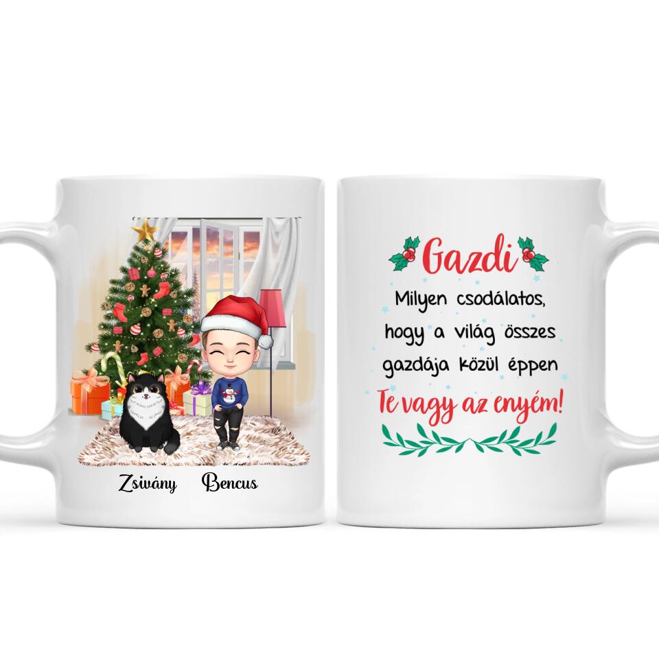 Egyedi karácsonyi cicás bögre gyerekeknek - akár 4 cicával