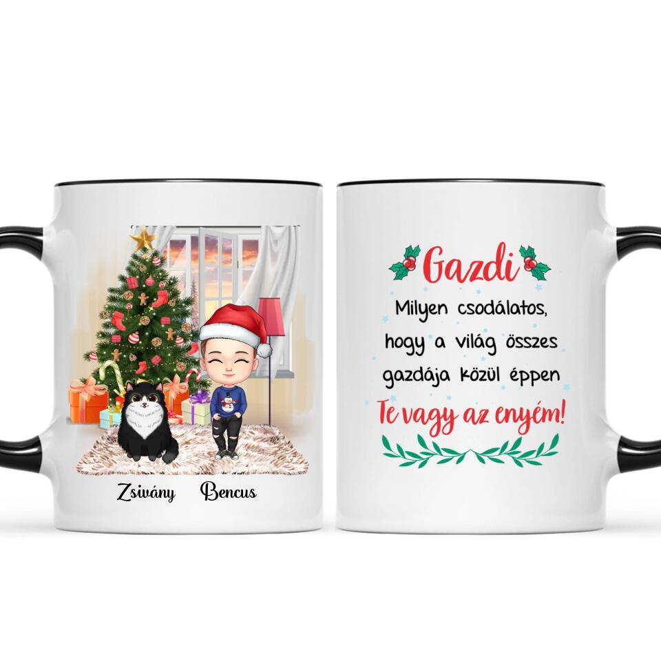 Egyedi karácsonyi cicás bögre gyerekeknek - akár 4 cicával